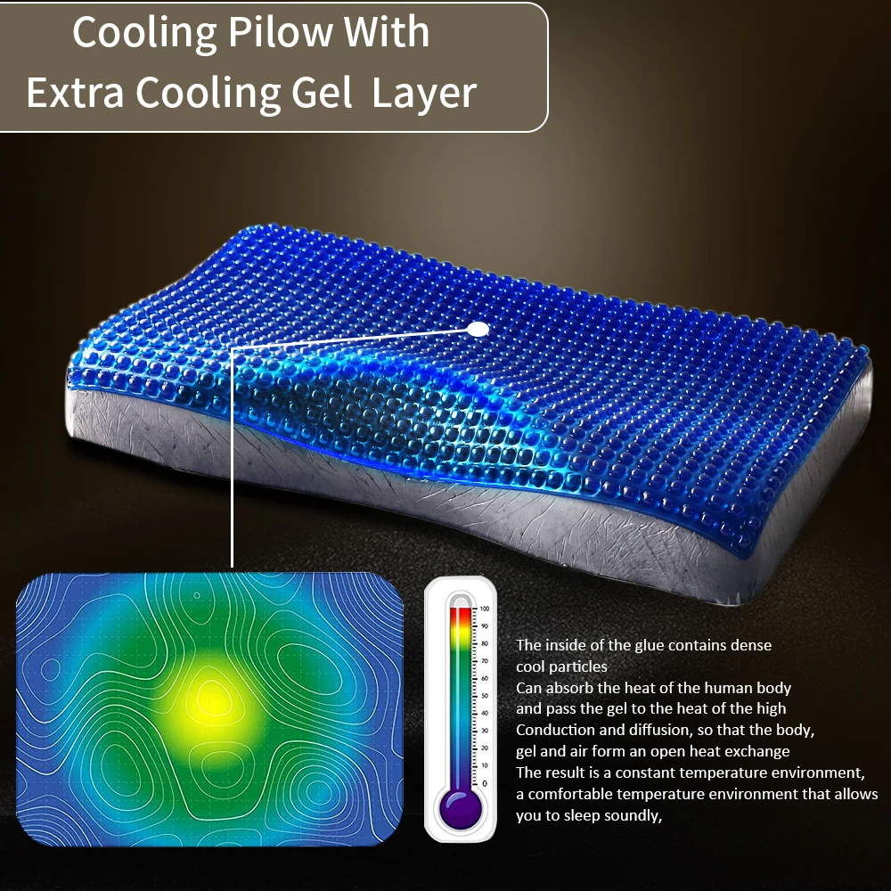Custom Neck Support Cervical Orthopedic Bed Pillow Comfortable Cool Gel
