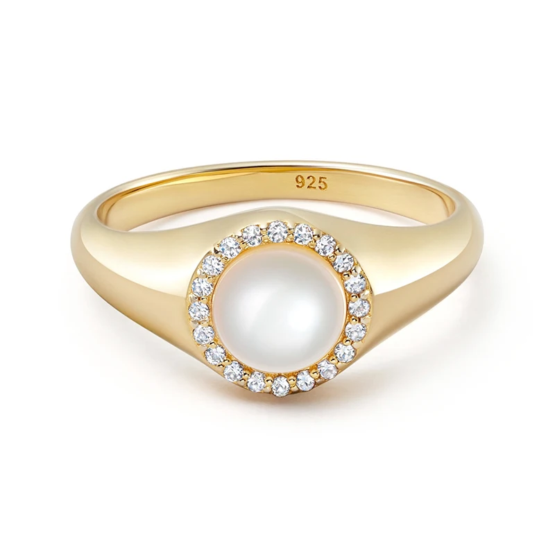 Milskye Vintage Pearl Gold Plated Jewelry 925 Silver Pave Small Diamond ...