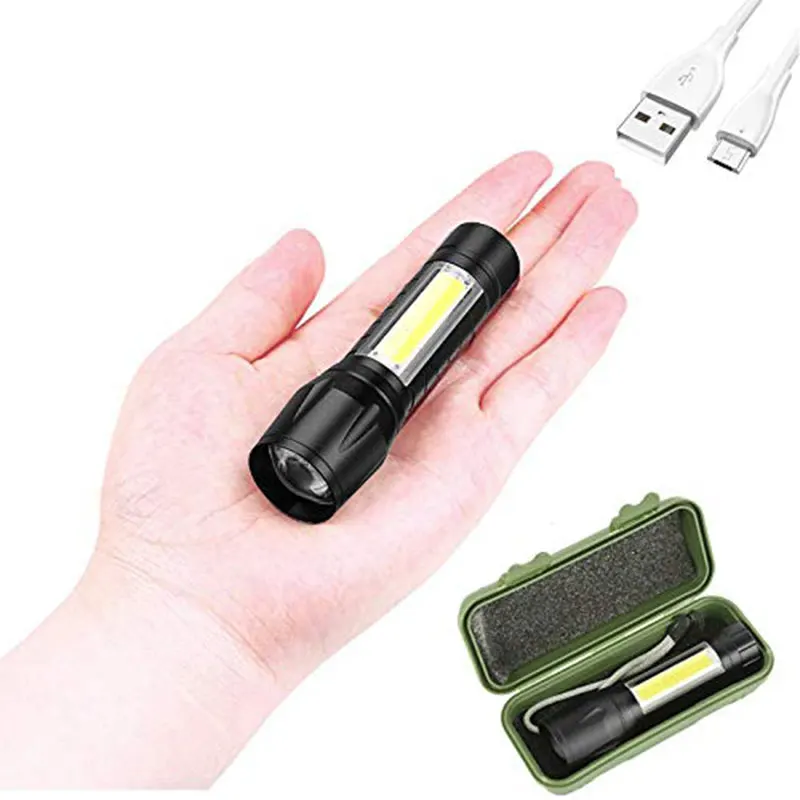Lampe Torche Tactique LED 500m – Zoom, Rechargeable, Lumière COB – Ultra Puissante
