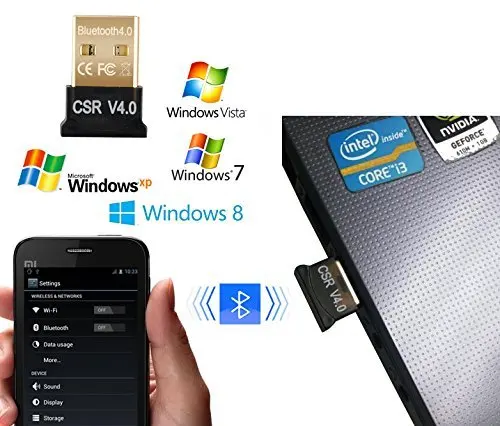 Adaptador Wireless Bluetooth 4.0 CSR4.0 para PC, Suporte Win11