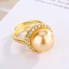 adjustable size Gold golden balls ring