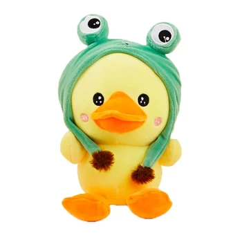 customizable custom Yellow Ducky Stuffed Animal Duck Plush Toys With Frog Animal Hat Wild Animal plush Toy