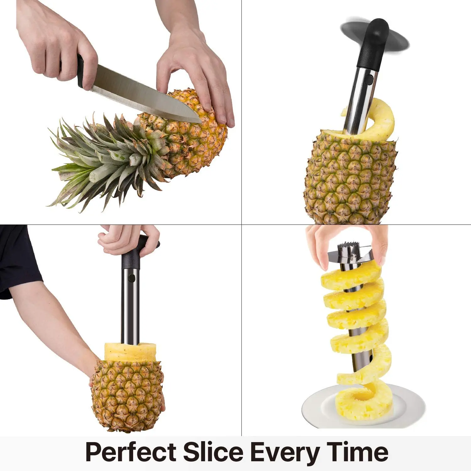 Pineapple Corer and Slicer Tool Stainless Steel Fresh Pineapple Cutter