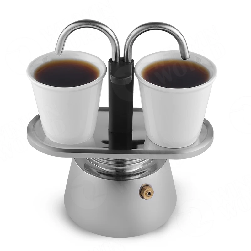 2 Pipe Espresso Machine Dual Pipe Fountain Mini Stainless Steel Tube Moka  Pot Espresso Coffee Maker