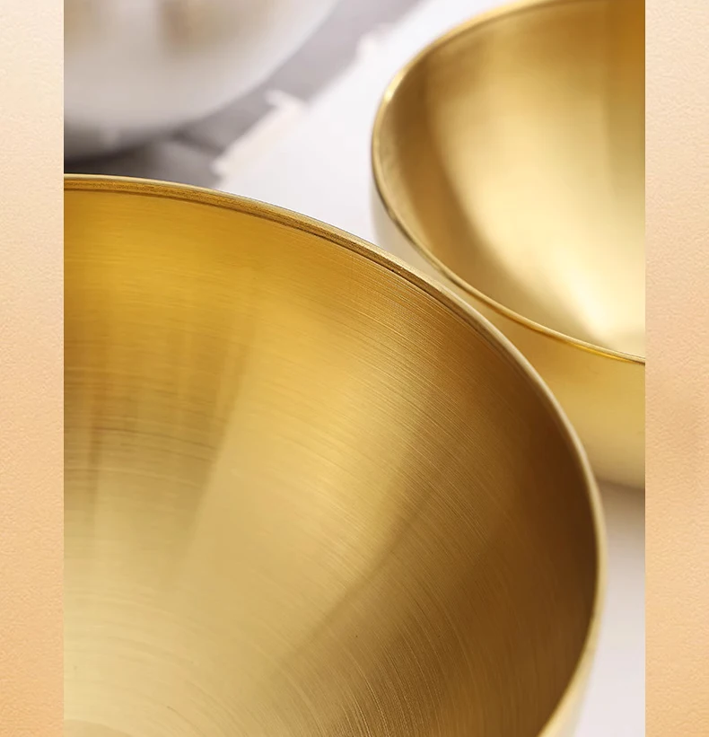 Stainless Steel 304 Soup Bowl Set Gold Fruit Salad Mixing Bowl Set For Serving Salad,Soup,And