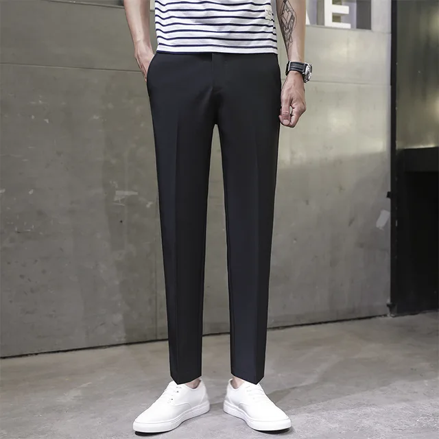 Business Casual Trousers Sagging Men'S Straight Suit Pants Summer Men'S Cropped Trousers Full Length Trousers