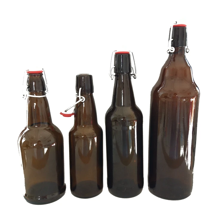 BEER BOTTLES 12 EZ CAP AMBER GLASS SWING-TOP SODA 16oz 500ml FLIP