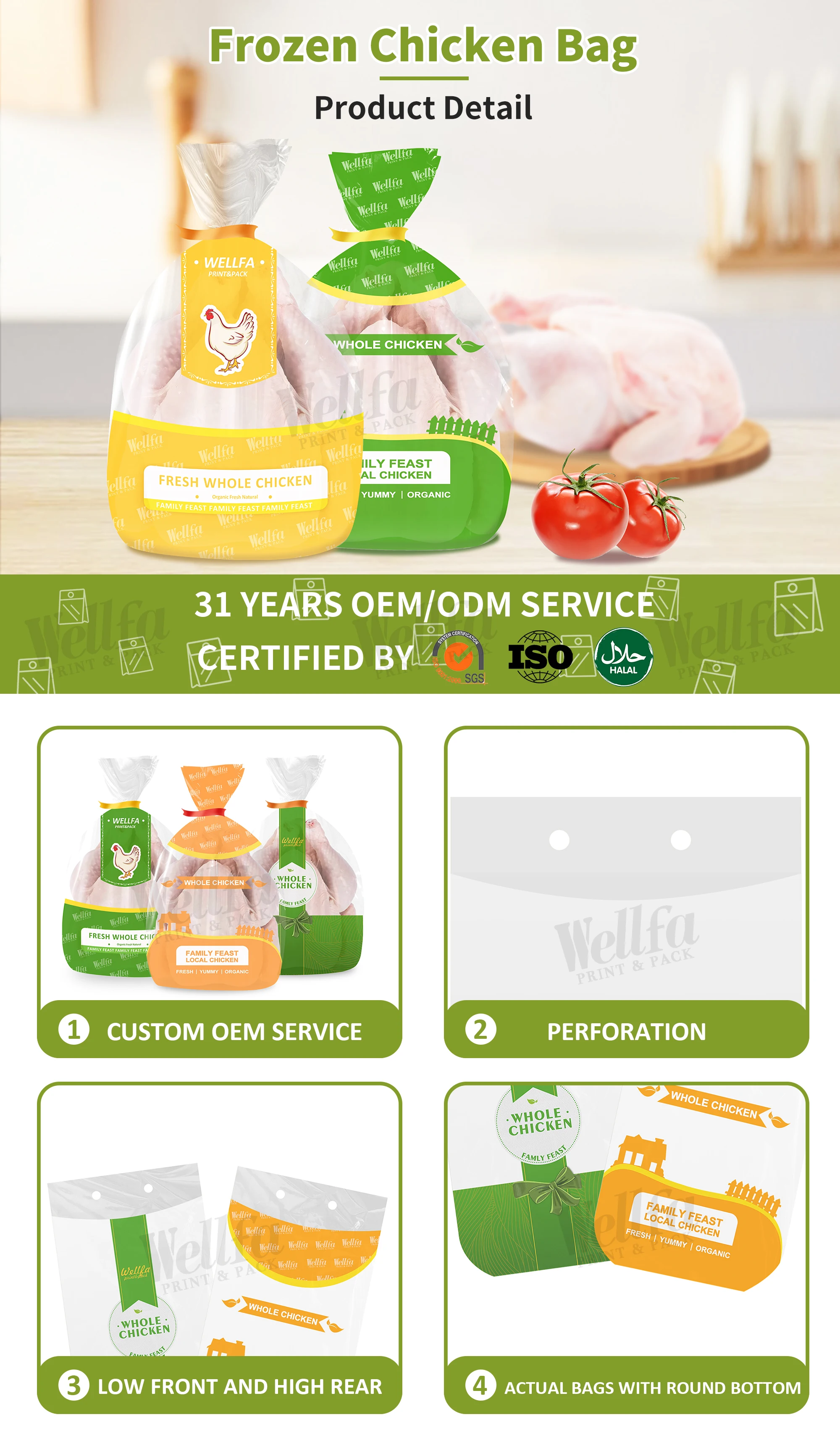 Halal Food Grade Custom Plastic Roasted Frozen Poultry Turkey Pe Bag