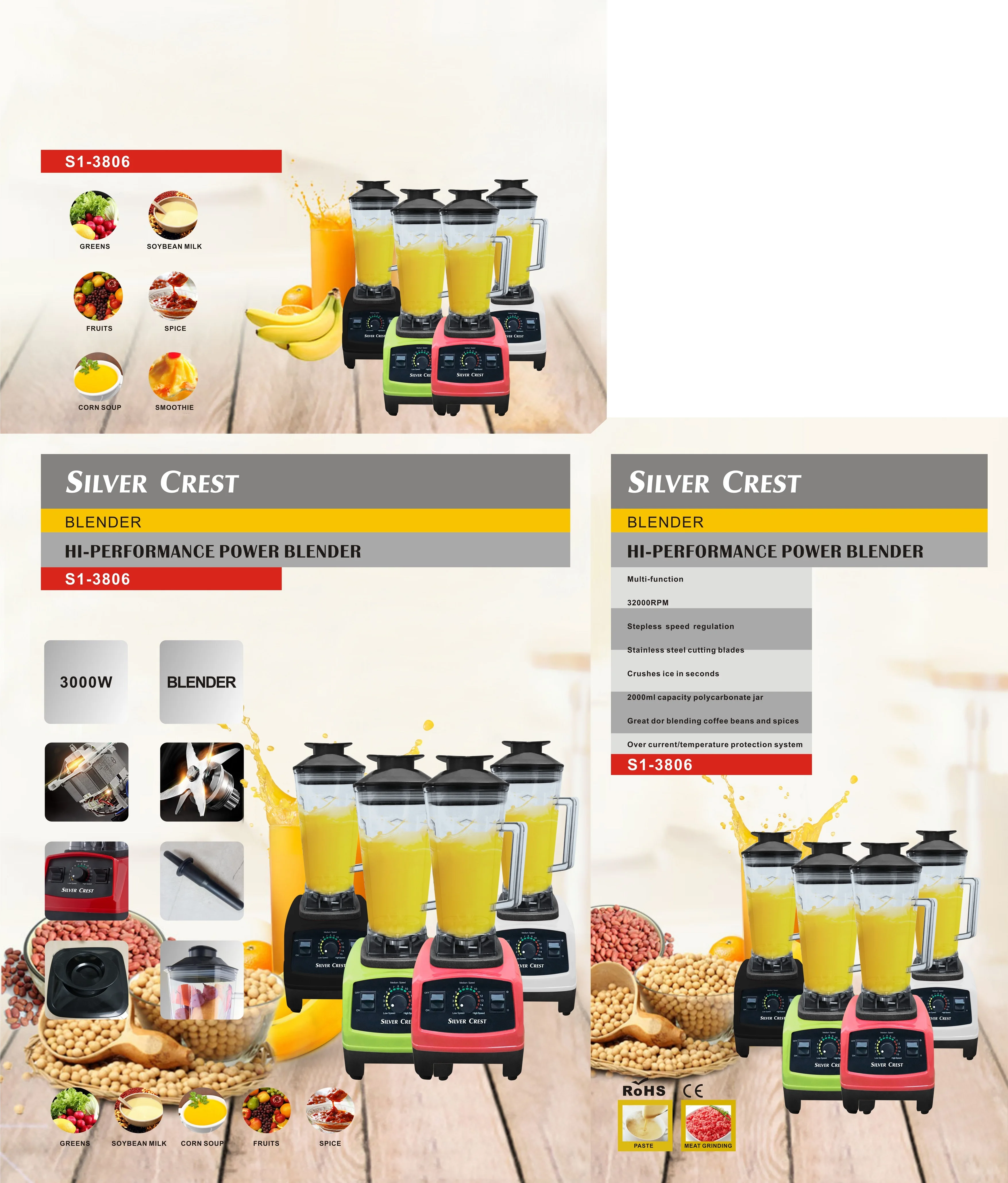 Professional Fruit Smoothie Juicer Machine Kitchen Food Processor Ice Mixer And Heavy Duty Power