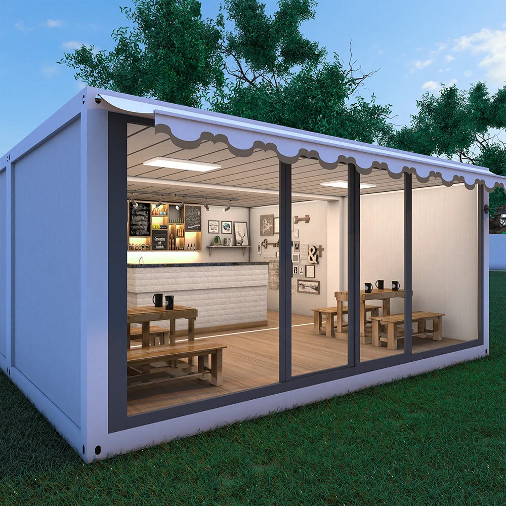 Quick Assembly Prefabricated Steel Container Kiosk Flat Pack Mall Retail Food