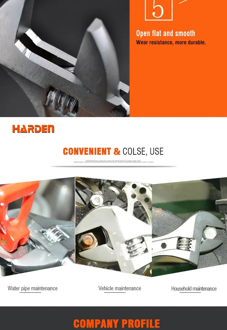 Harden professional auto repairing chrome vanadium adjustable flexible square hole wrench set