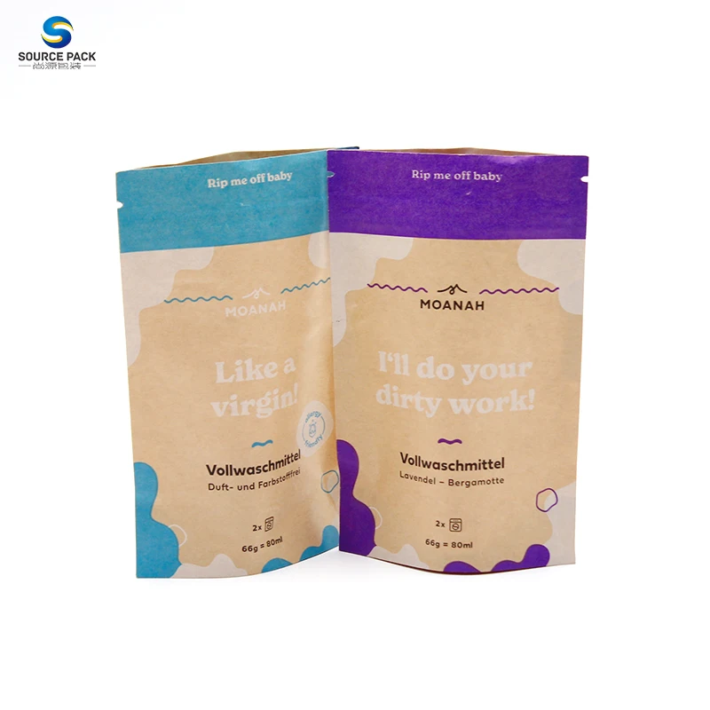 Soy Ink Digital Printing Eco Friendly Recyclable Compostable Custom Biodegradable Packaging Kraft Paper Bags Without Plastic