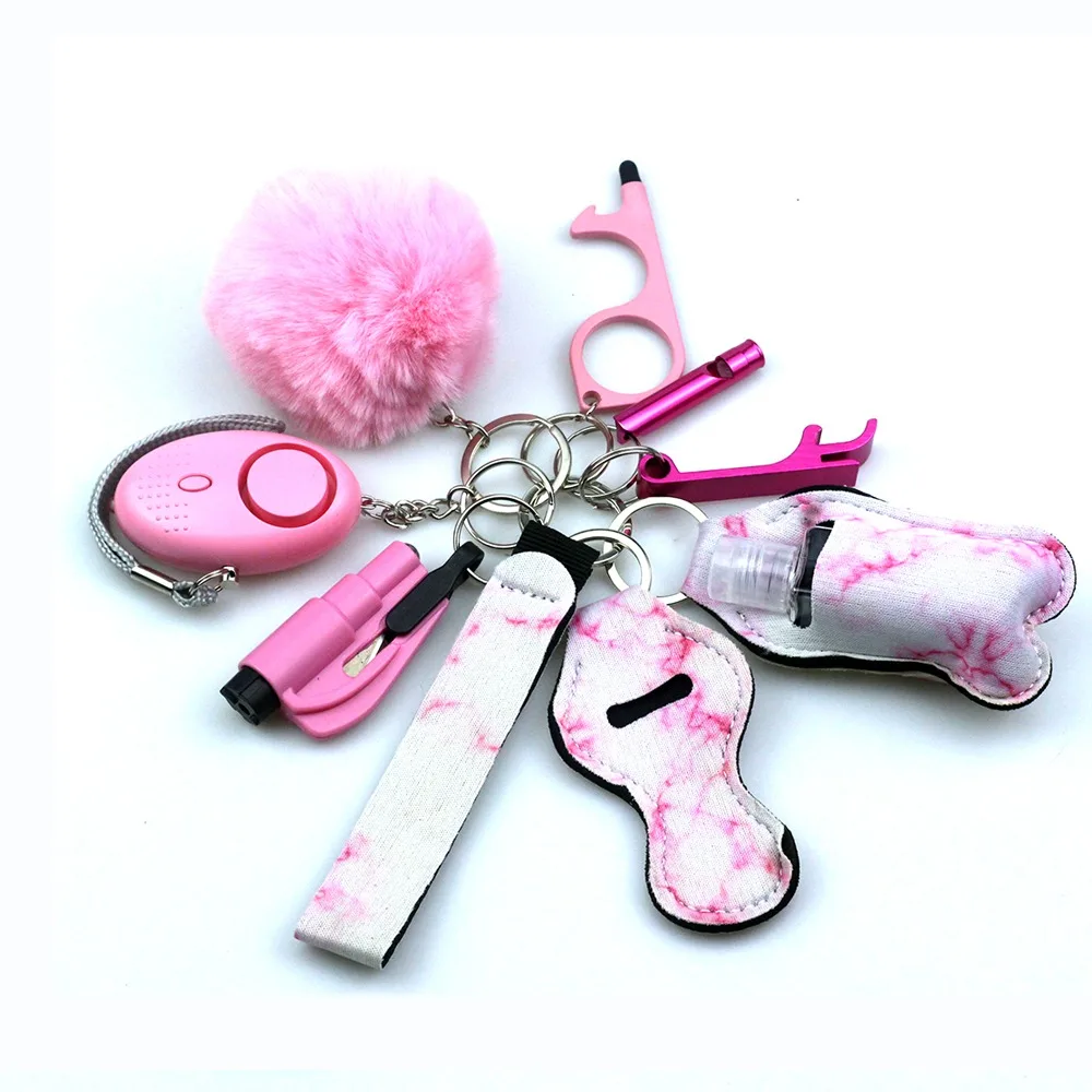 Personal Alarm Keychain 130db For Self Defense Keychain Set With Taser And Pepper Spray