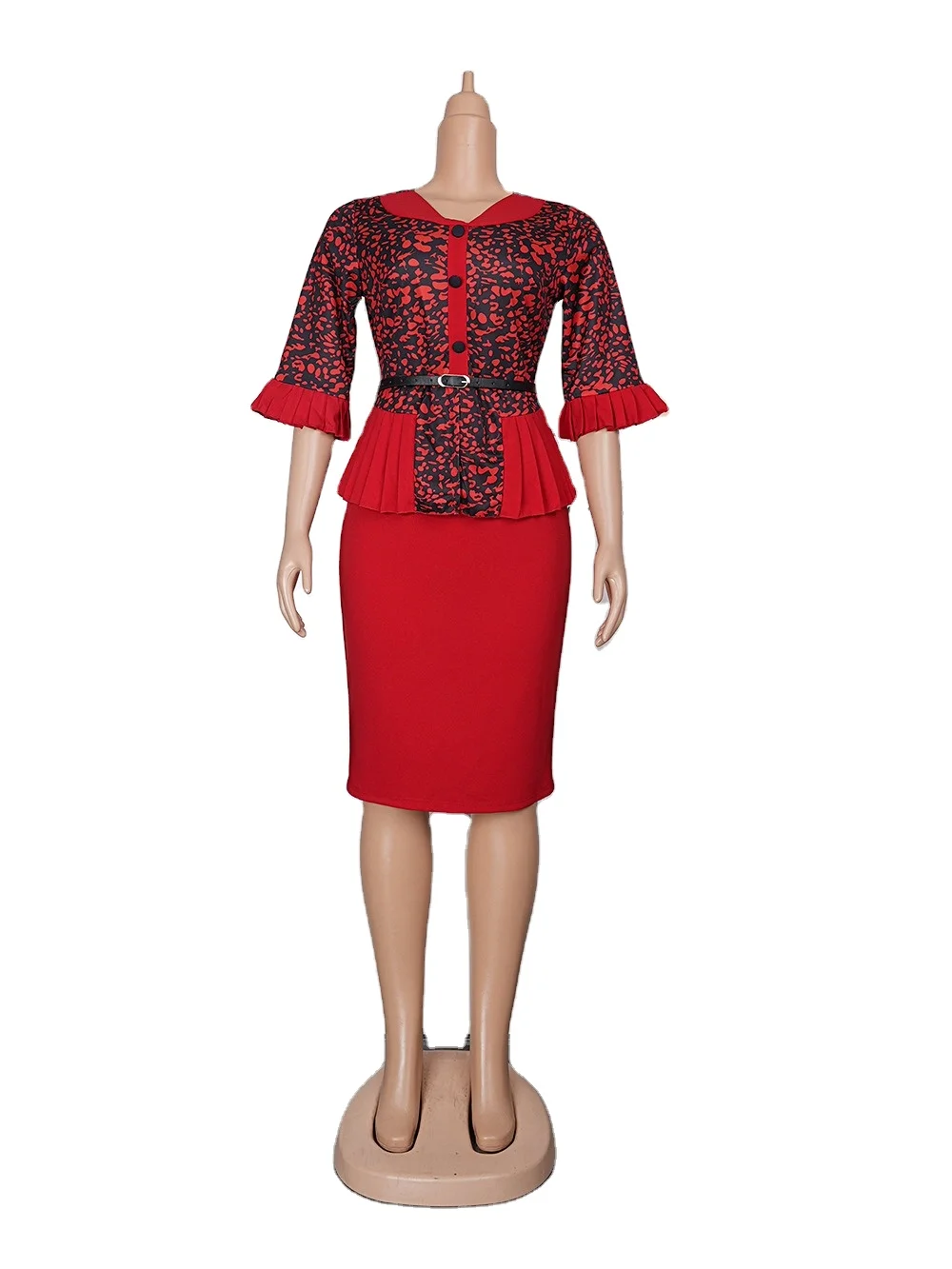 knee length dresses for ladies Plaid & Leopard Print Bodycon Dress Yellow/Black / XL main image 1