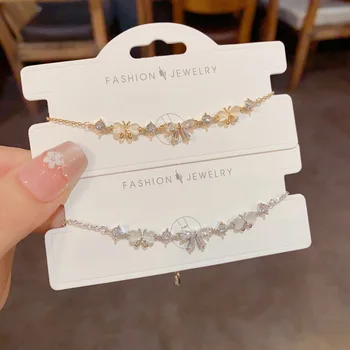 Niche Design Zirconia Bow butterfly Bracelet Temperament Fashionable Delicate Versatile Senior Sense of Hand Jewelry Wholesale