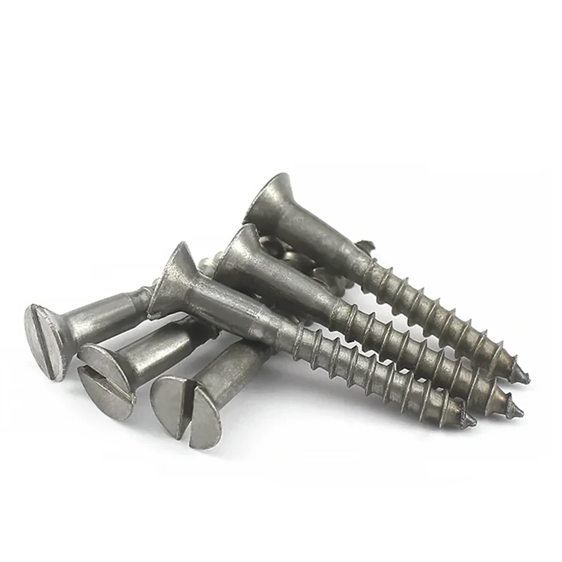100 Viti Per Legno In Acciaio Inox Testa Piana E Intaglio Dritto #10 X 1 Pollice Fastenere