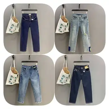 2023 New Hot Selling Women's Jeans New Versatile Multi Pocket cargo Pants High Waist Loose Casual Denim Wide Leg trousers Women