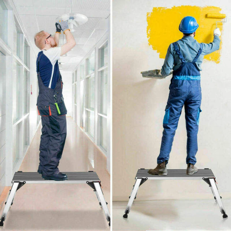 Work Platform Step Ladder Car Wash Ladder Workbench Aluminium Portable Aluminum 2 Step Folding 50cm 1.2mm 150kgs