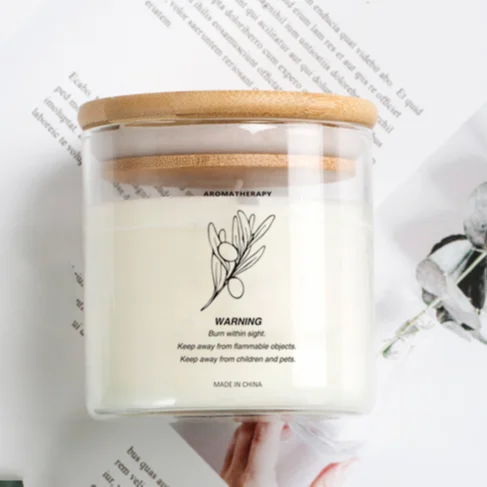 Оригинальный производитель домашний декор ароматерапия свечи роскошная стеклянная банка Ароматизированная свеча с бамбуковой деревянной крышкой
