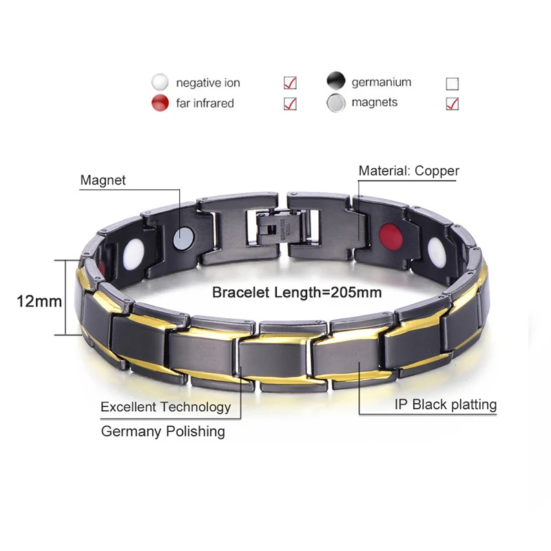 Bracelet Magnétique Bio énergie - En Acier Inoxydable - Pour Bien-être Et Arthrite