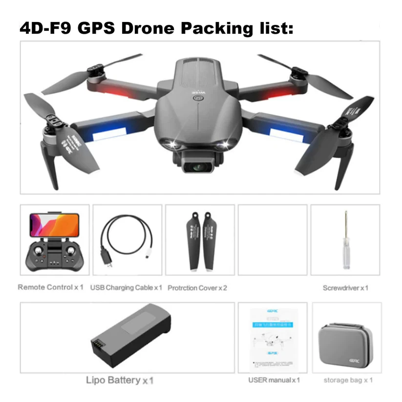 F9 Gps Professional Aerial Drone 6k Hd Antishake Camera Brushless Foldable Rc Quadcopter 5g