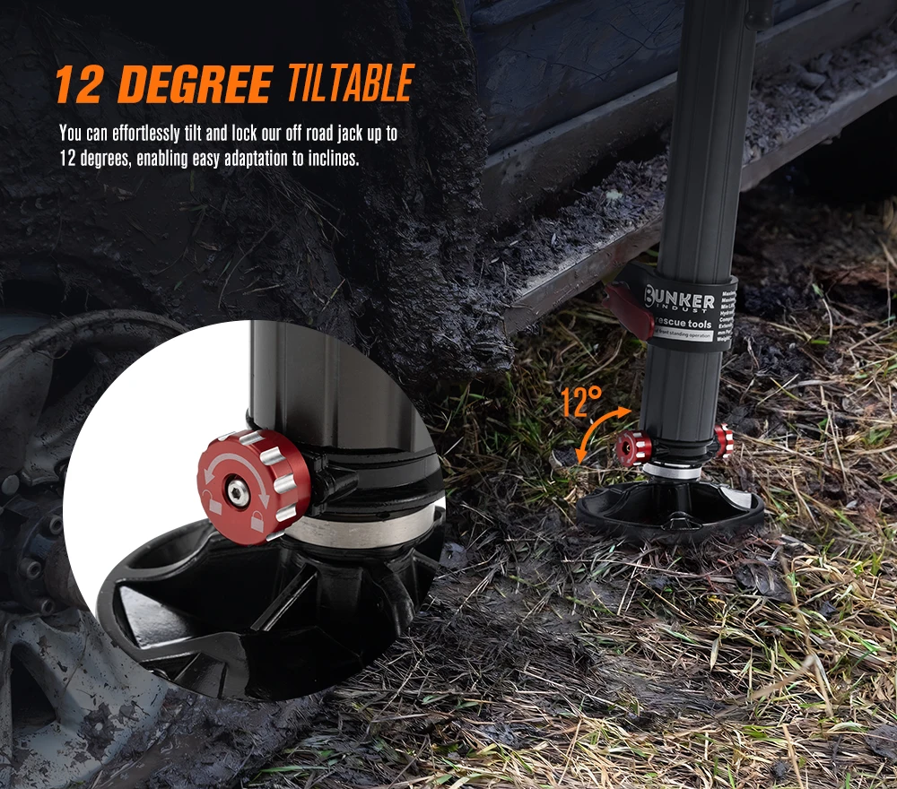 Bunker Indust 2 Ton Load Capacity Aluminum Hydraulic Recovery Jack Long