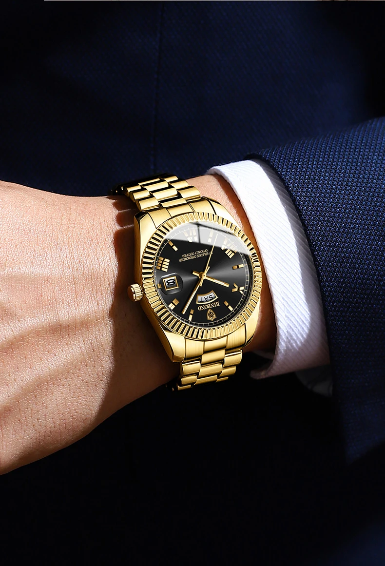 BINBOND 7012 B0733 0733 Men's Quartz Watch Waterproof Luxury Date Waterproof Luminous Fashion Stainless Steel Wristwatch for Man