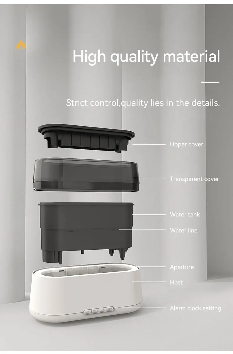 New Design Led Alarm Clock Essential Oil Diffuser Simulation Flame