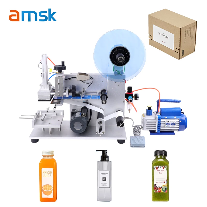 SY-60 High-speed Semi-automatic Flat Small Express Box Juice Mead Transparent Labels Square Bottle Labelling Packaging Machine