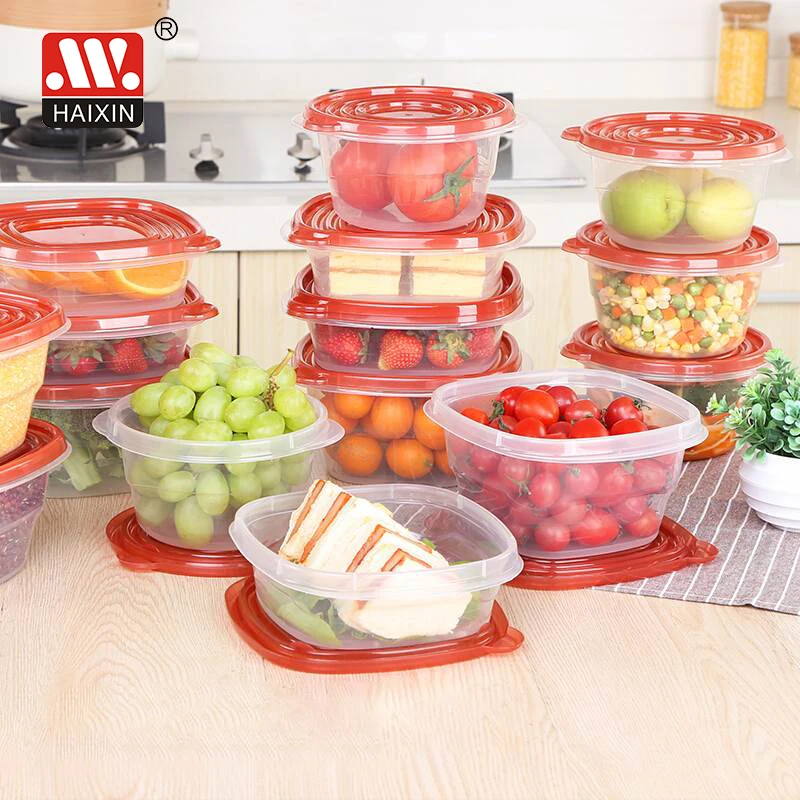 HAIXIN 0.5L 0.76L 1.4L Hot Sale Customized Round Fruit Meal Clear Airtight Kitchen Plastic Round Food Storage Containers Set
