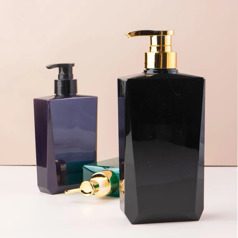 260ml 750ml 1000ml Custom square PETG Skin Care Cosmetics Packaging Container Plastic Shampoo Bottle With Emulsion Pump