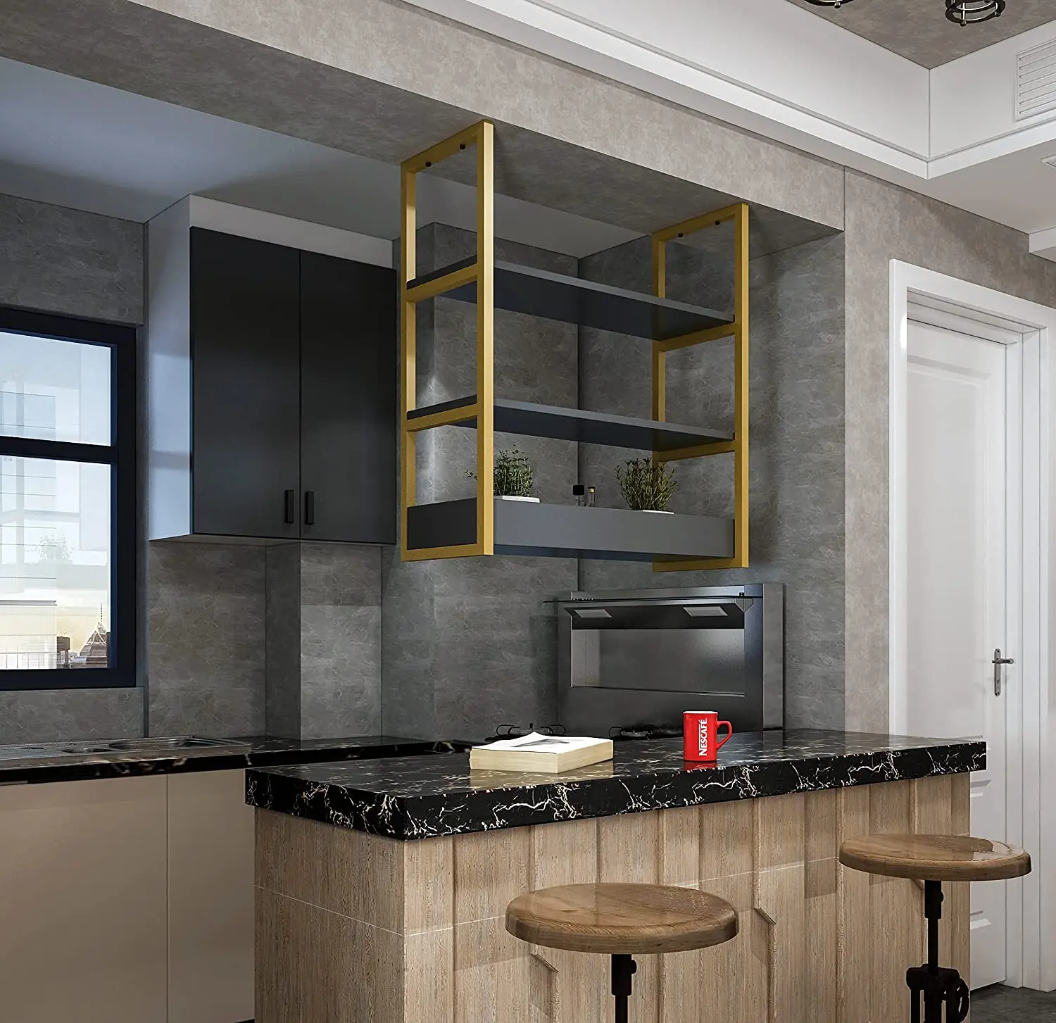 Ladder Style Ceiling Mounted Floating Shelf Brackets