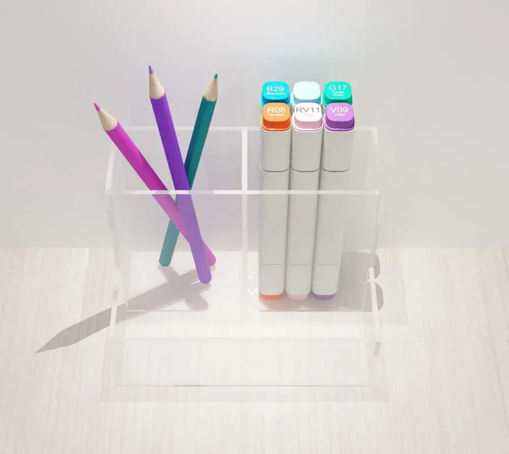 
Прозрачный акриловый Настольный канцелярский Органайзер, настольный держатель для ручек и бумажных зажимов 