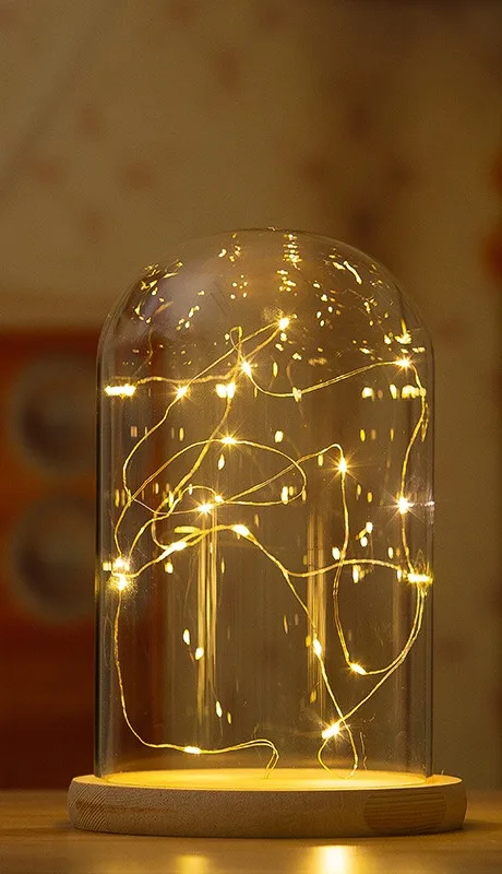 factory direct round led glass dome clear preserved rose wedding