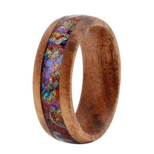 Colorful Opal Galaxy Resin Meteorite Koa Wood Fashion Ring for Men CLASSIC 8mm Wooden Engagement Ring