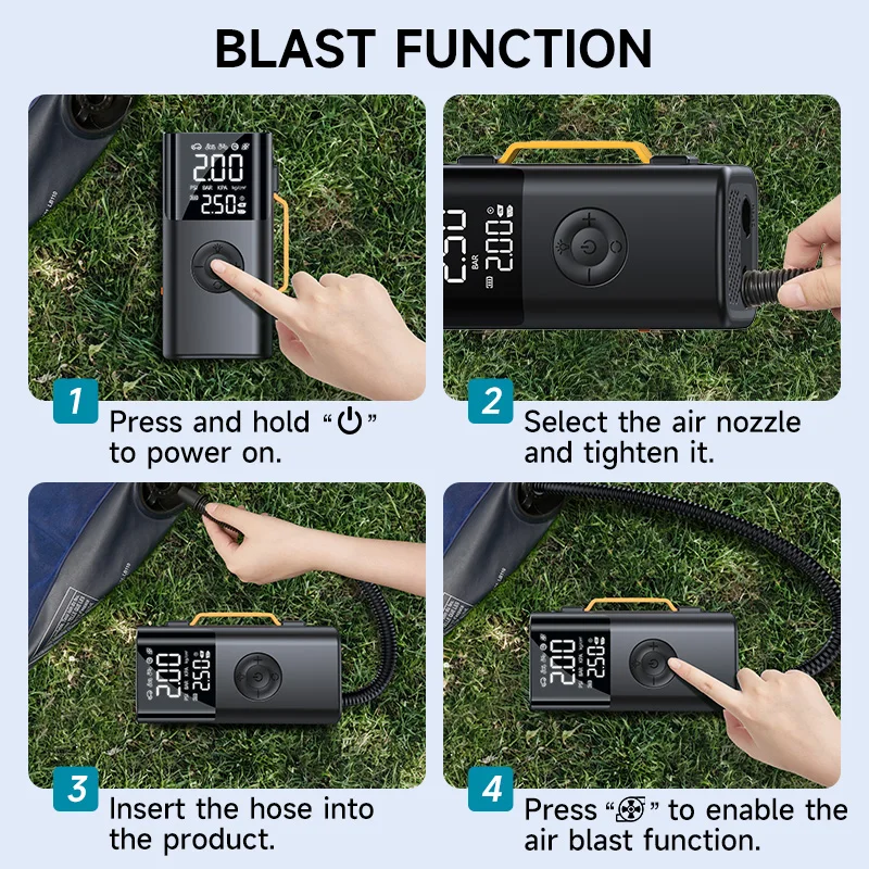 6 in 1 Wireless Portable Power Bank 10000mAh Handle Multi-scene Availability Power Bank Jump Starter With Tire Inflator Blower