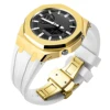 Boîtier doré + bracelet blanc