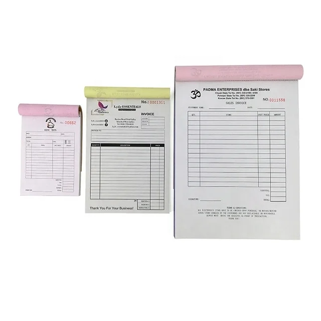 Triplicate Duplicate Carbonless  NCR Copy Paper Custom Tally Tax Receipt Proforma Invoice Form Cash Bill Register Book Printing