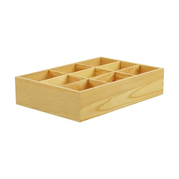 unfinished pine wooden grid storage box divided organizer display box wholesale