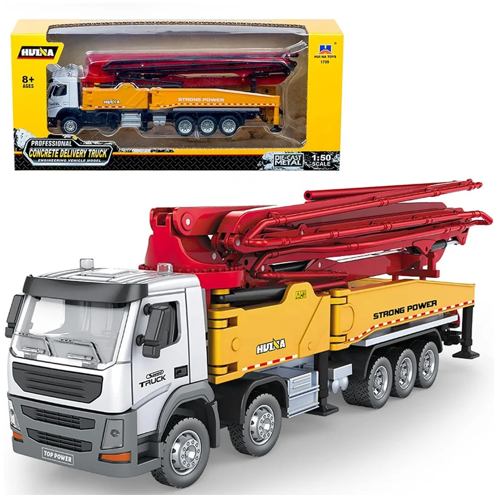 HUINA 1709 Metal Concrete Pump Truck Construction Vehicles Toys 1