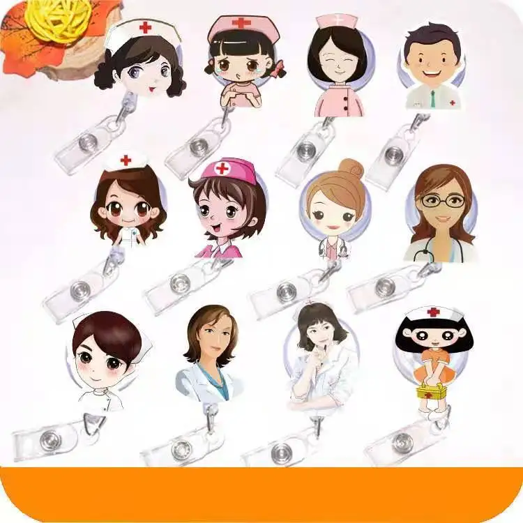 YIWU Wholsales Custom Heavy Duty Nurse Badge Reels Retractable Keychain with Logo ID Card for Medical holder