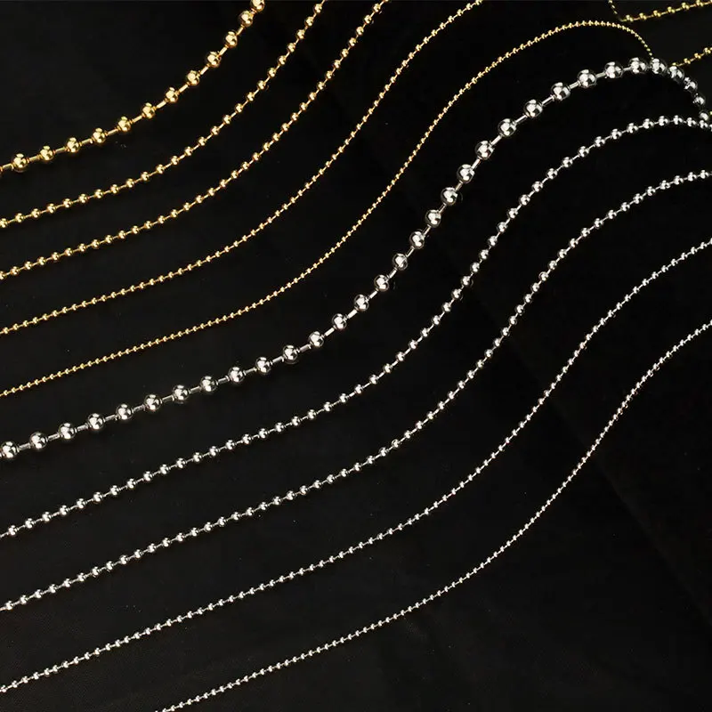52 см цепочка Diy ювелирные аксессуары из нержавеющей стали 1,2-8 мм бисером шариковые цепи на заказ длина цепи