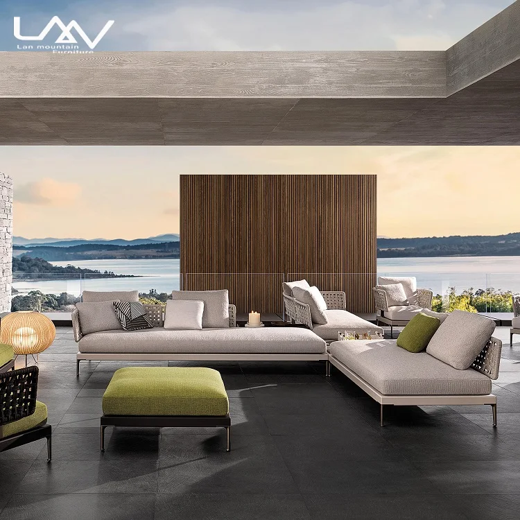 Minotti Connery Minotti Chaise Lounge Nordic Outdoor Rattan Sofa