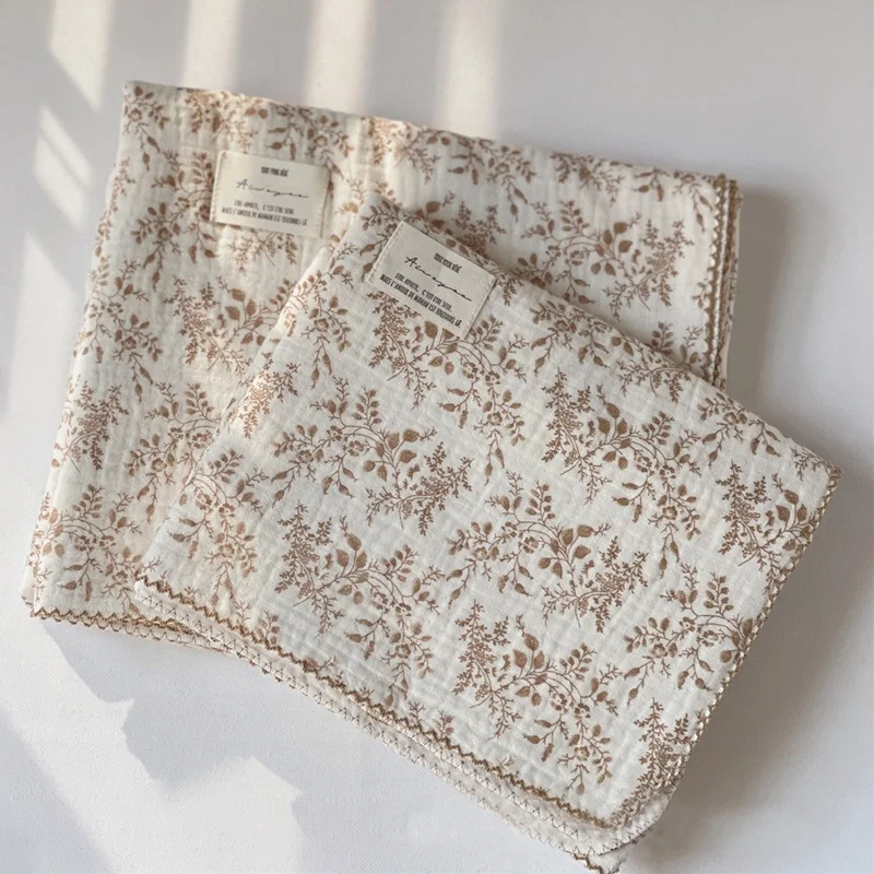 New Style 100 Cotton 2 Layer Super Soft Breathable Vintage Floral Baby