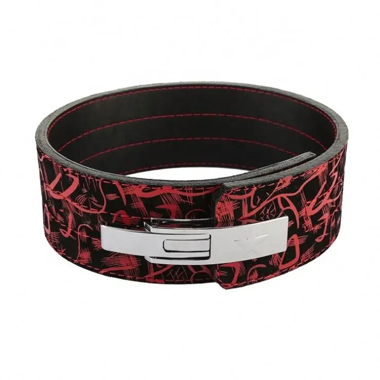 Self Locking Belt Cowhide Leather Gym Weight Lifting Lever Buckle  Powerlifting Belt Sweat Belt