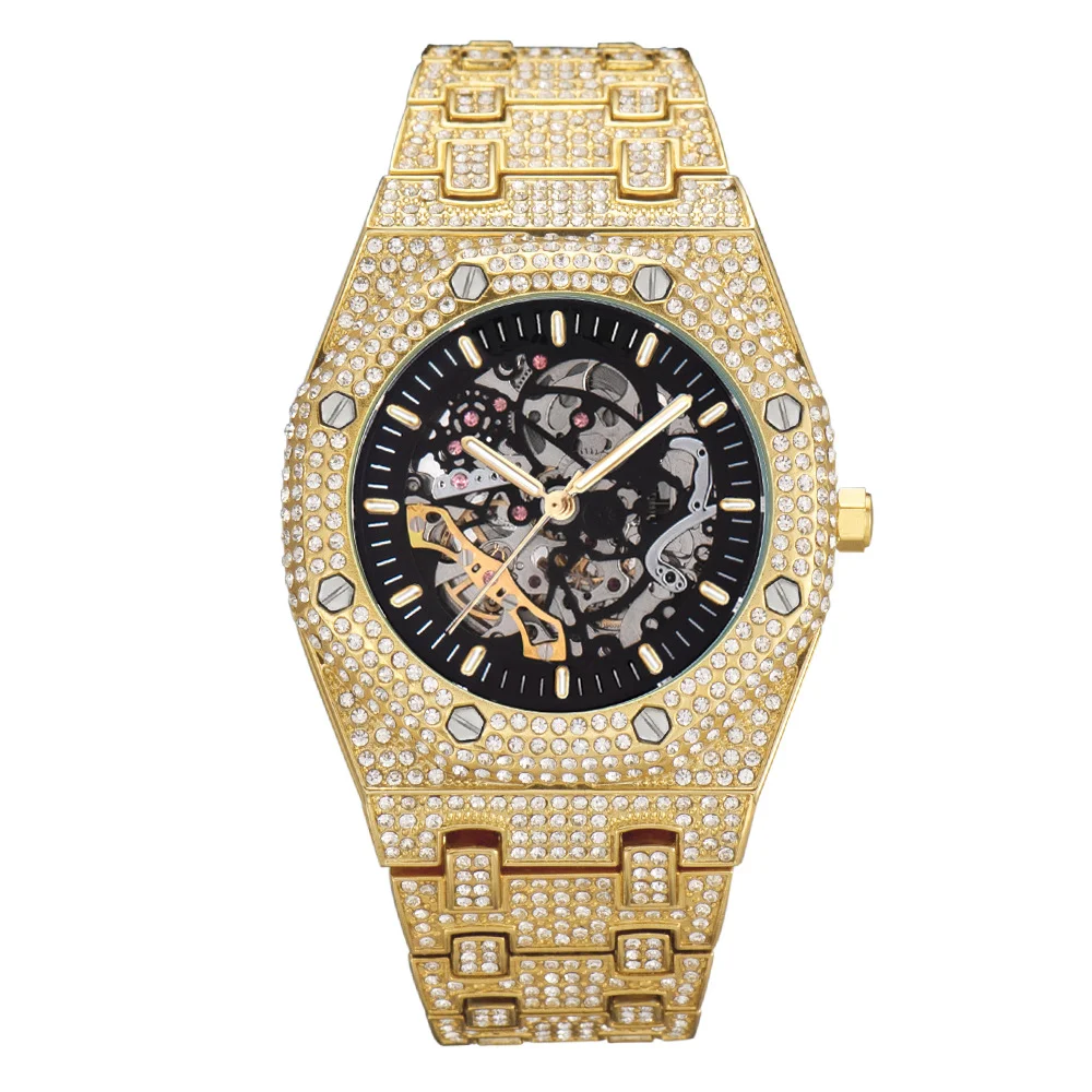 Wholesale Ice out hip hop watch gold silver rock rap full bling