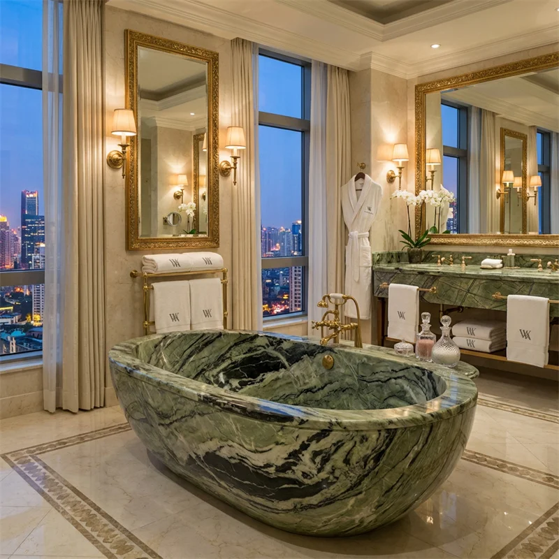 product modern luxury shangrila  marble bathtub portable foldable eco friendly natural stone for apartment hotel villa bathroom-2