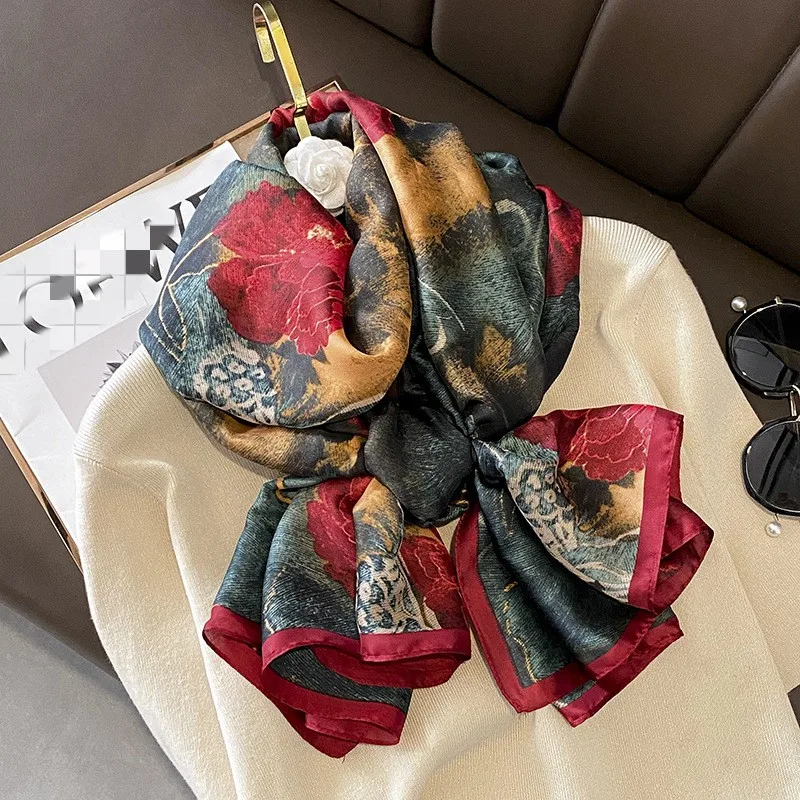 Wholesale 2023 Newest Satin Silk Head Scarves Luxury Bright Colorful