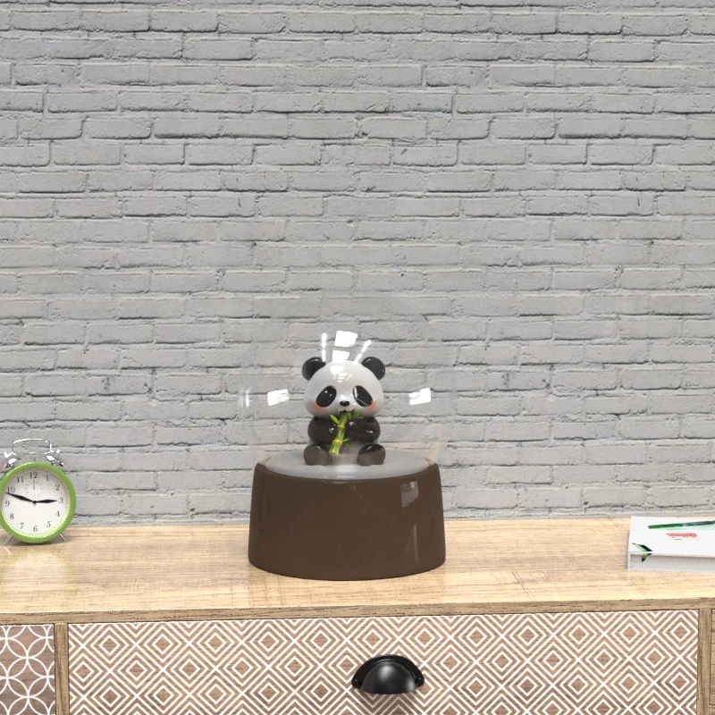 گلوب برفی سفارشی سازنده (OEM) از رزین با طرح پاندا، تزئین خانه و سوغاتی