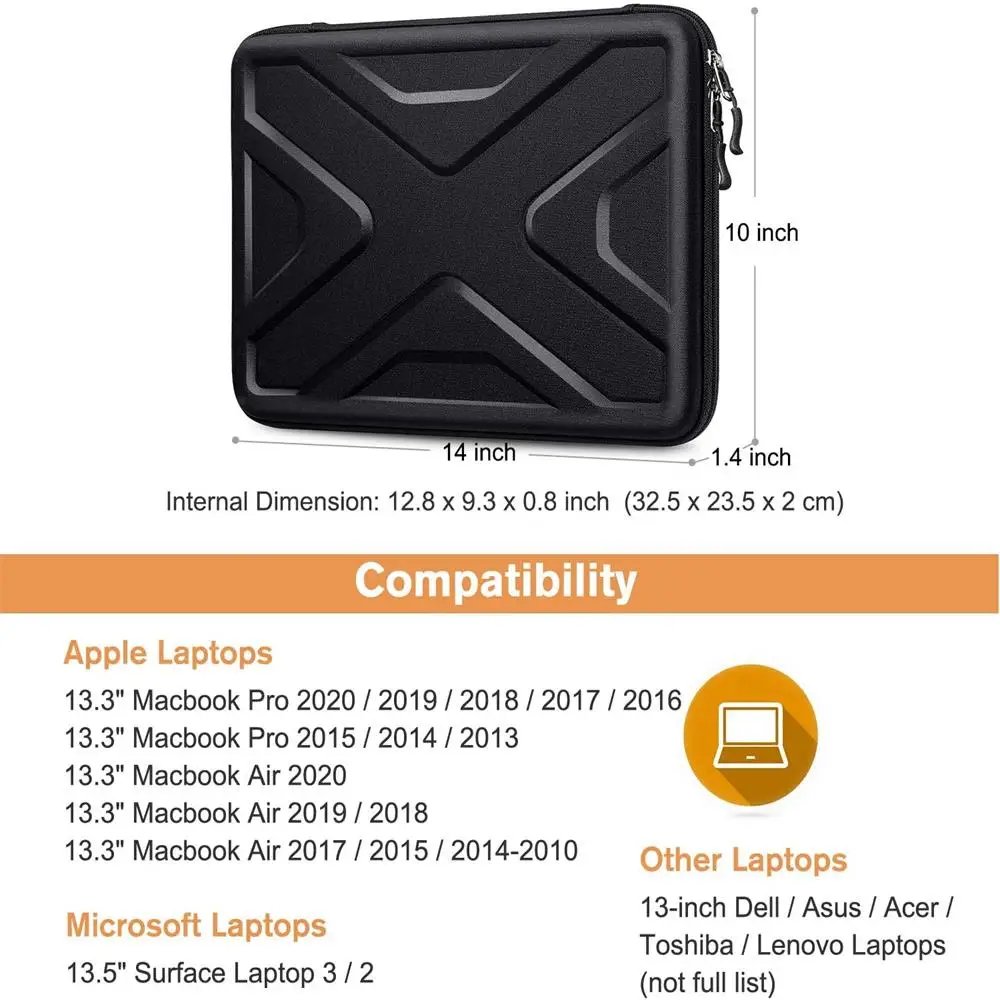 Hard Laptop Sleeve Case 13 Inch Waterproof Shockproof